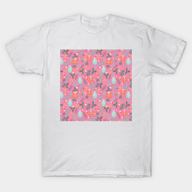 Christmas Holidays Pink T-Shirt by Sandra Hutter Designs